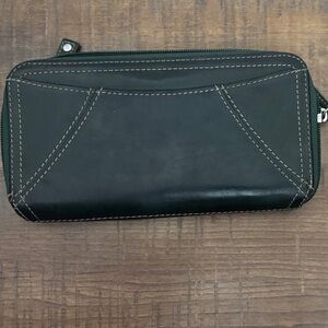 Clarks Card Wallet green Buttery Leather 7.5” X 4” Pocketbook Billfold